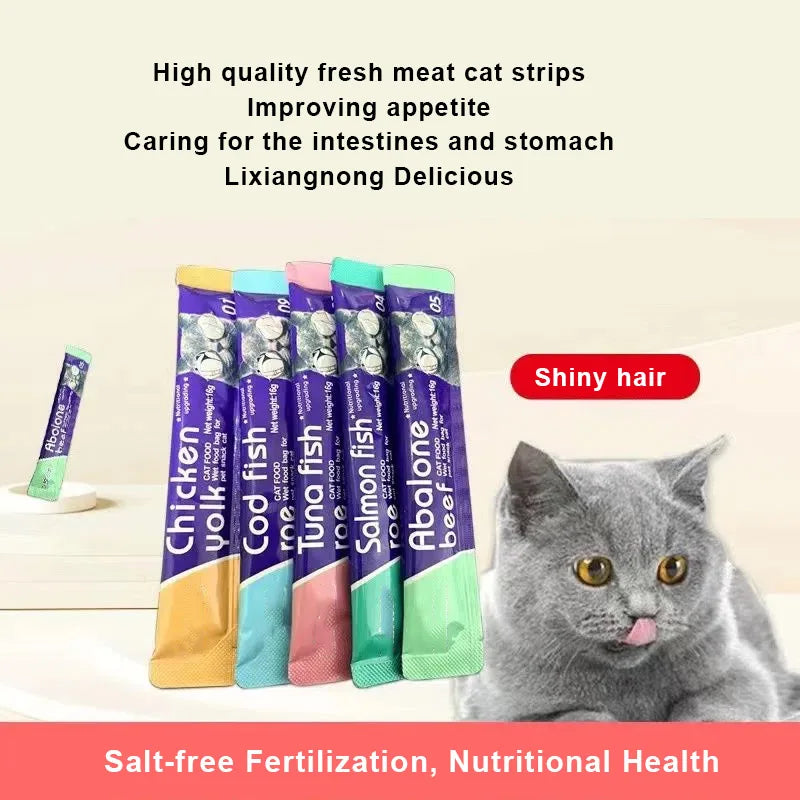 30 Strips Pet Snacks Cat Strips Young Cat Wet Food Pack Cat Liquid Snacks