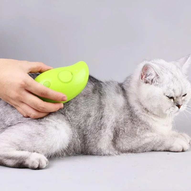 Electric Steam Brush for Cat, Water Spray, Pet Comb, Soft Silicone Depilation