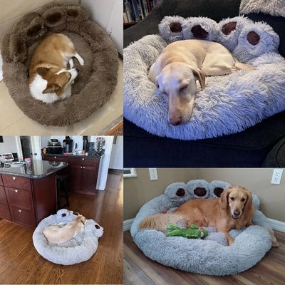 Fluffy Dog Bed Plush Kennel Accessories Pet Products Large Dogs Beds