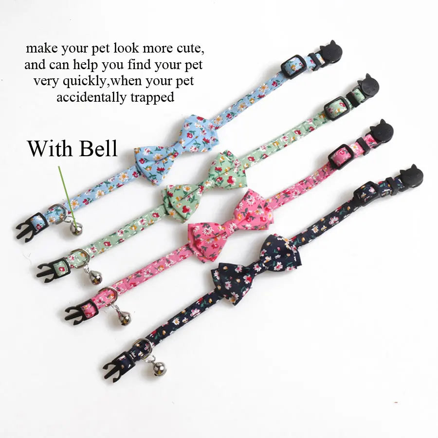 Floral Small Cat Collar Safety Breakaway With Bell Buckle Pet Collars Flower