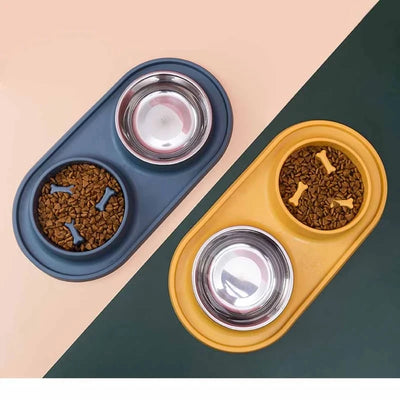 Pet Feeding Bowl Stainless Steel Bowl Silicone Base Anti-Wrestling Dog and Cat Slow Food