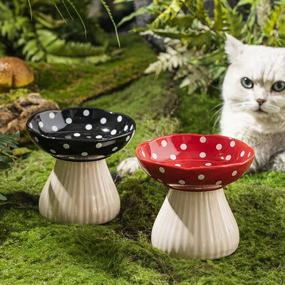 Cat Elevated Ceramic Bowl Cute Pet Food Water Feeders