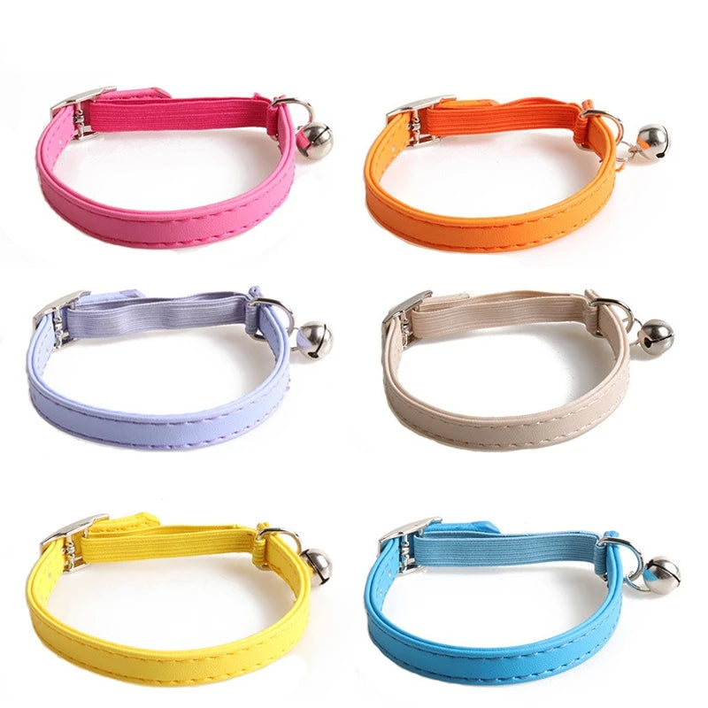 Macaron Color Cute Pet Cat Collar, Elastic Webbing Cat Collar