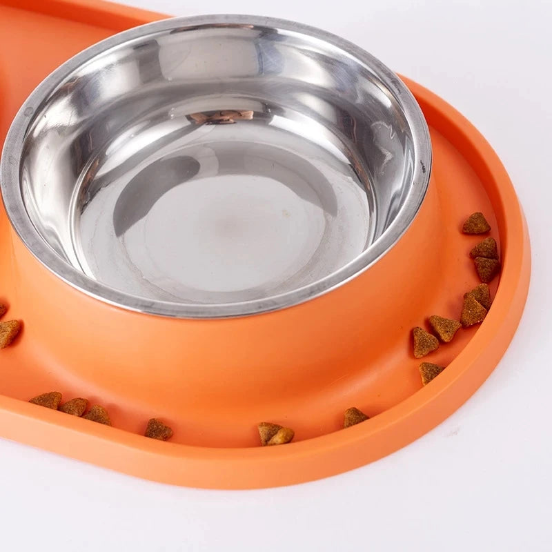 Pet Feeding Bowl Stainless Steel Bowl Silicone Base Anti-Wrestling Dog and Cat Slow Food