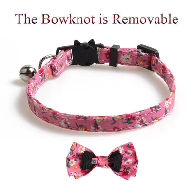 Floral Small Cat Collar Safety Breakaway With Bell Buckle Pet Collars Flower